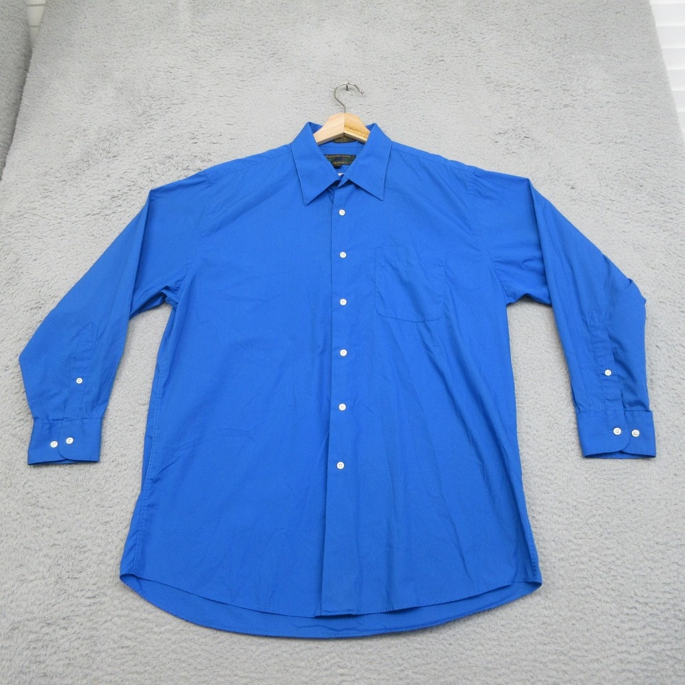 Vintage Alexander Julian Colours Dress Shirt Men L 16-16.5 32/33 Blue Classic
